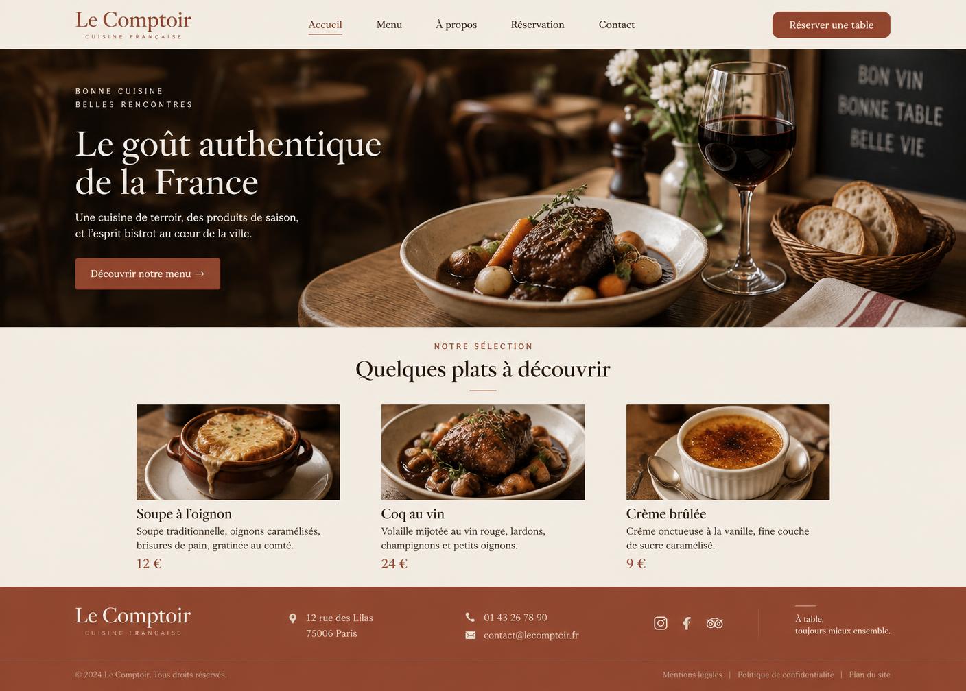 Aperçu du site vitrine de Le Petit Comptoir